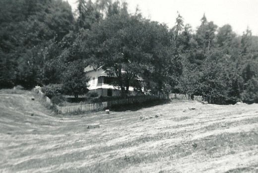 My mother's house, photo taken in 1967 just after the hay was baled.