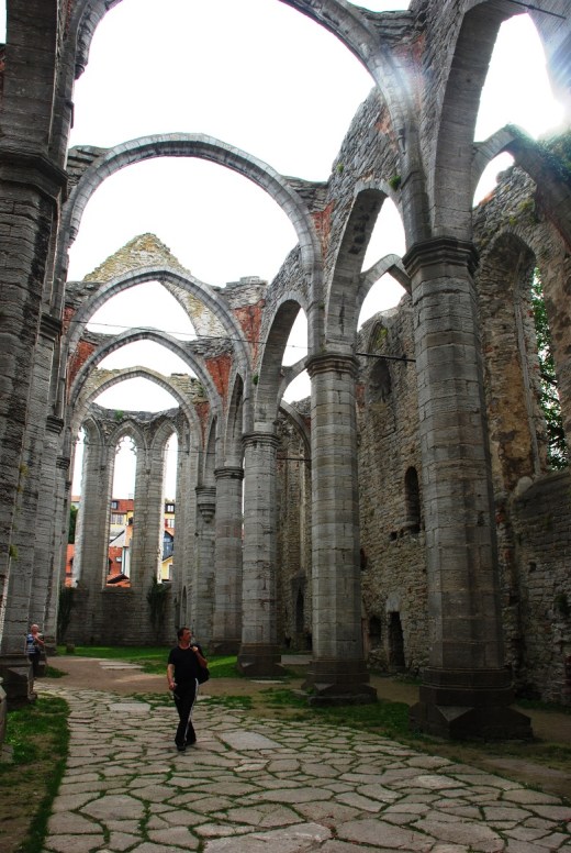 The interior of St. Catherine's Church ruin in the main square in Visby.
