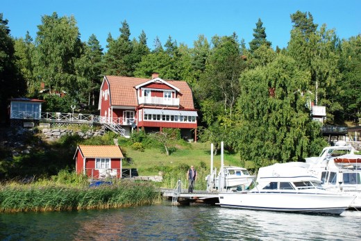 Stephan on the dock of his archipelago summer house.