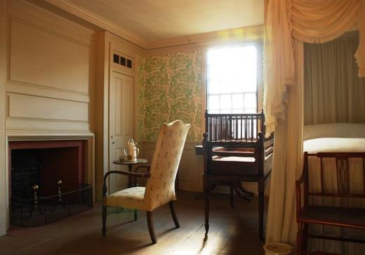 Chase House bedroom. I loved the wallpaper.