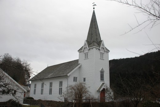The church in Sand where my aunt was baptized, confirmed, and now memorialized