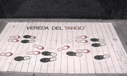 Tango steps in the sidewalk outside the Confiteria Ideal
