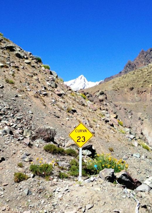 Somewhere near the top of the pass descending into Chile, we passed this sign indicating turn 23.
