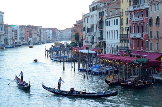 The Grand Canal from the Rialto Bridge at sunset