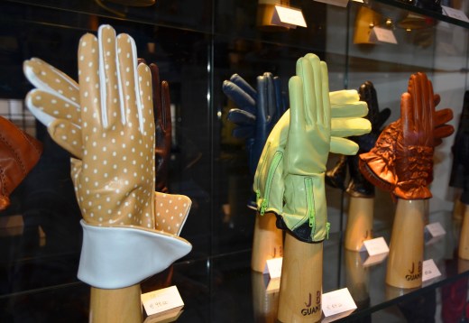 Gloves in a shop window. There are many glove shops in Venice