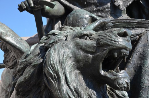 Lion detail from a statue on the Molo riva degli Schiavoni near the Palazzo Ducale