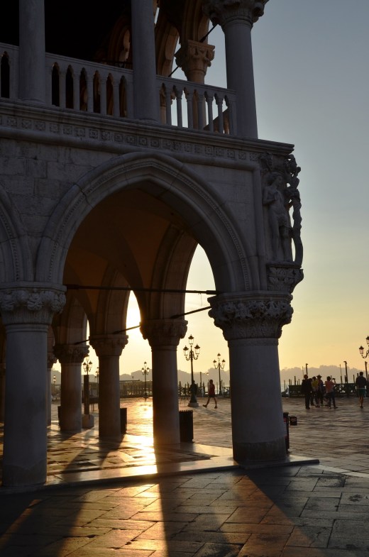 Corner of the Doge's Palace at sunrise