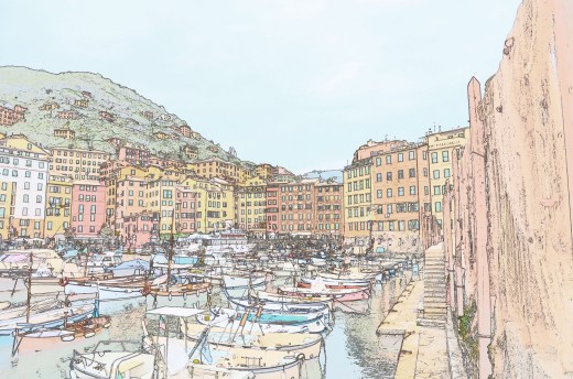 The same port photo using the Nikon "color sketch" feature.  OK, the camera is new to me and I am still figuring out all the features.  It's fun.