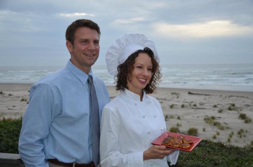 Chef Becky with her crab cakes