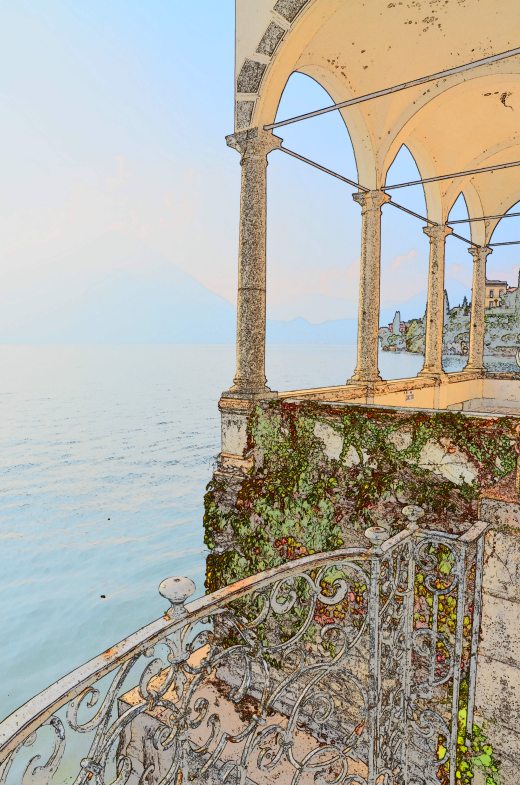 Nikon color sketch touch up to a garden photo