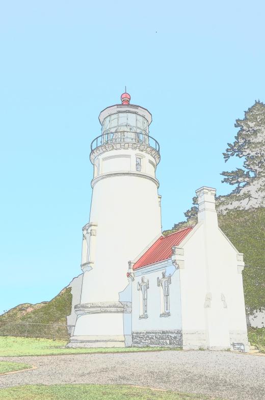Nikon Color sketch of the Heceta Lighthouse