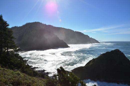The Oregon Coast in October, looking south from the Heceta Lighthouse.