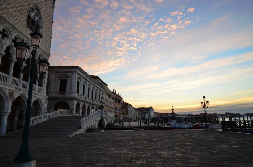 The pink morning light in Venice