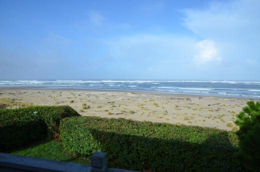 The view from our rental home on Waldport beach