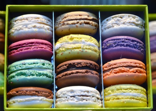 Macaroons in the window at Christophe Roussel Patissier Chocolatier
