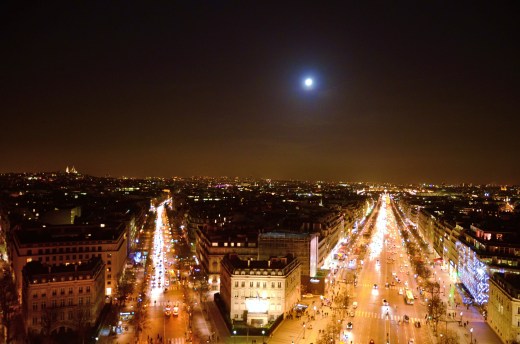 The full moon over The Champs-Elysees
