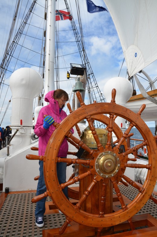 My sister at helm duty