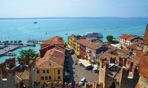 The main square and ferry dock from the top of the Sirmione castle