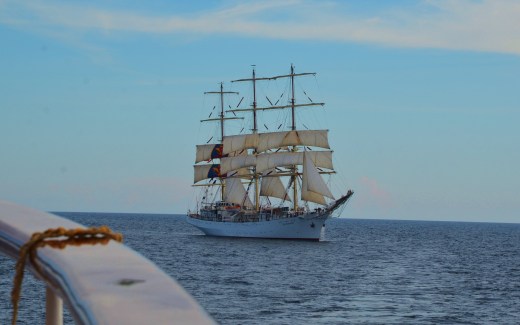 The Christian Radich behind us. There is a long standing friendly competition between the crews. They passed us near the end and came in 8th