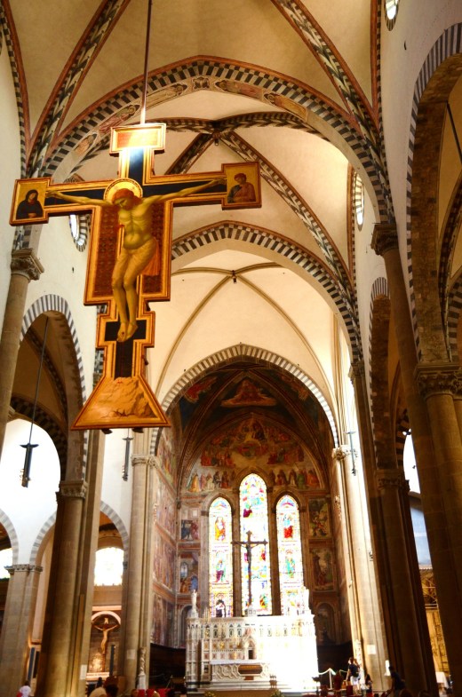 Santa Maria Novella basilica interior with the Giotto crucifix