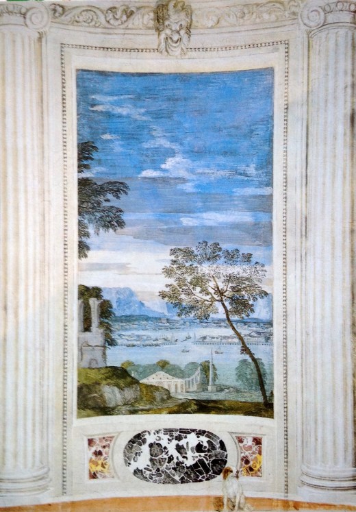My favorite frescoe in the house, from The Room Of The Little Dog, by Paolo Veronese, Stanza del cane, Villa di Maser
