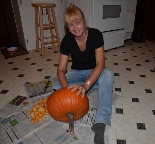 Carving a pumpkin