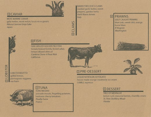 The menu for our personal Farmtable dinner experience.