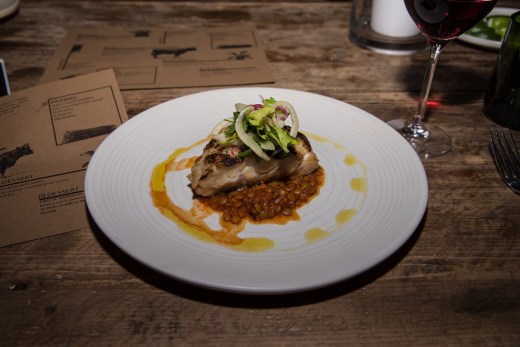 Course # 6, Oak Grilled Golden Tile Fish.