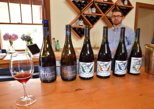 The six Pinots we tasted at Purple Hands