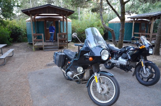 The bikes parked outside the girls yurt