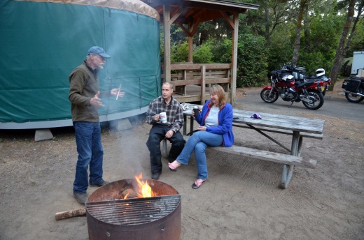 Joe, a former Boy Scout leader tells stories by the camp fire