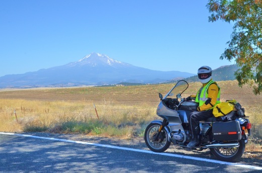 Jerome waits for me to photograph Mt. Shasta