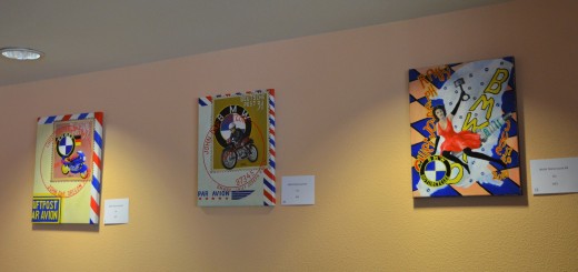 Russell's artwork displayed in the Weed library