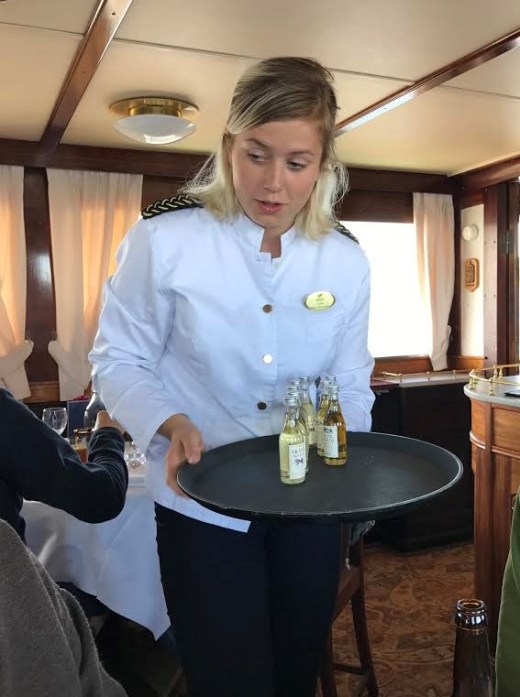 Julia serves schnapps